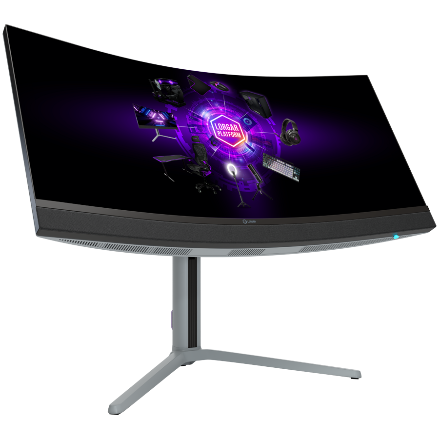 LORGAR UWQHD Mini LED Monitor Gamingowy Pro, 34'' (3440*1440) zakrzywiony, Czarno Szary