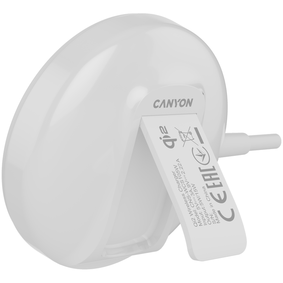CANYON Ładowarka bezprzewodowa WS-105 15W Qi2 Biała