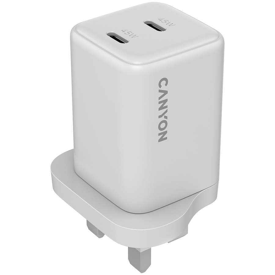 CANYON Ładowarka sieciowa CU65ACC GaN 65W 2xPD 1xQC UK Biała