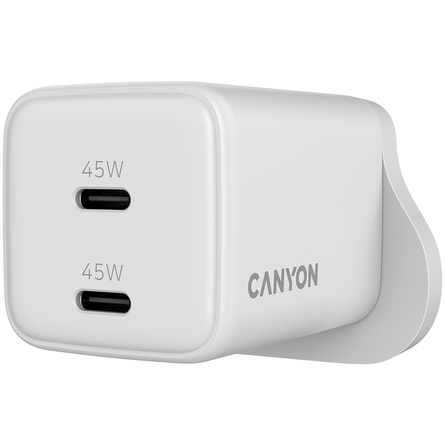CANYON Ładowarka sieciowa CU65ACC GaN 65W 2xPD 1xQC UK Biała