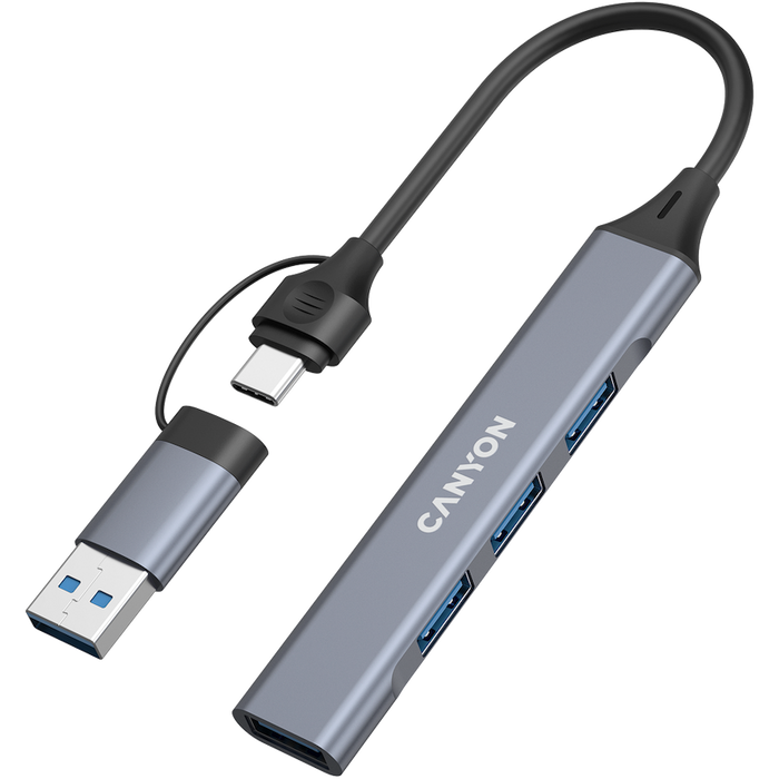 CANYON HUB DS-02 4 w 1 USB-A/C Szary