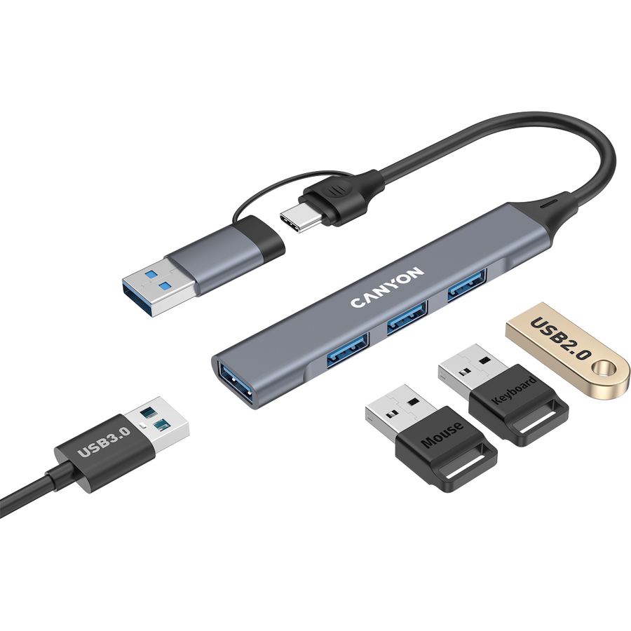 CANYON HUB DS-02 4 w 1 USB-A/C Szary-4