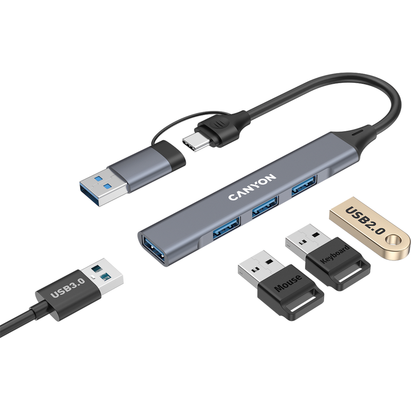 CANYON HUB DS-02 4 w 1 USB-A/C Szary-4