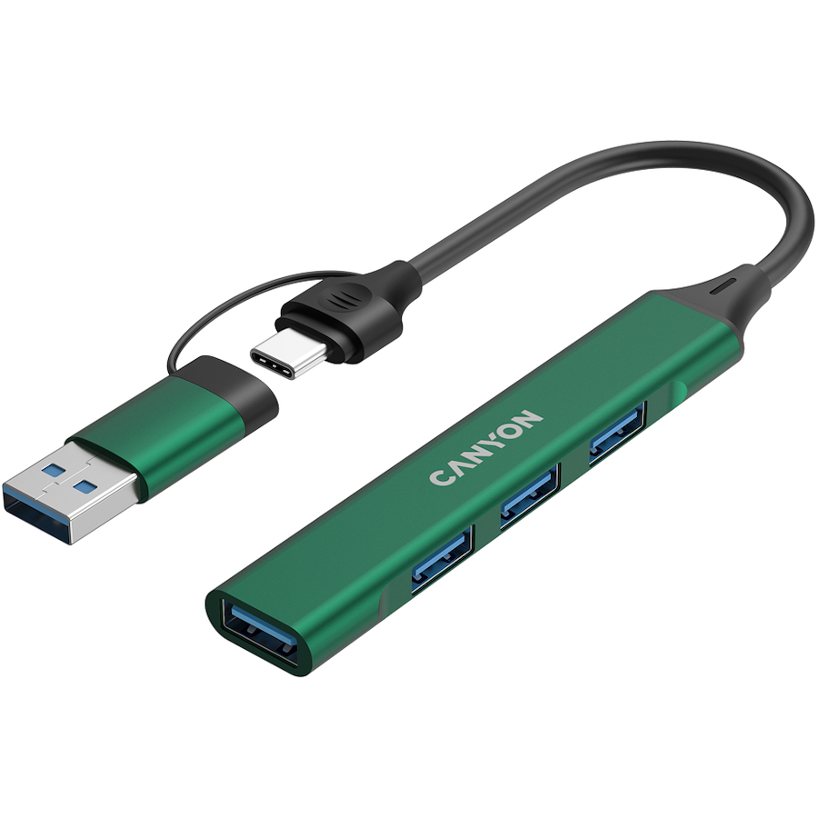 CANYON HUB DS-02 4 w 1 USB-A/C Zielony