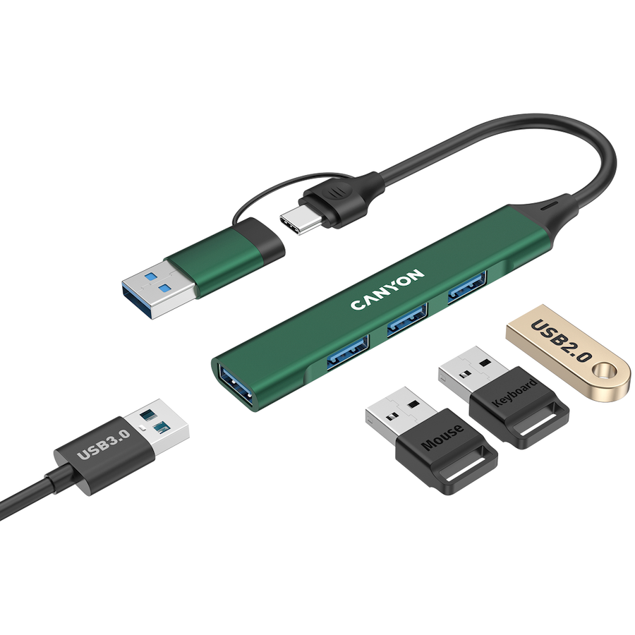 CANYON HUB DS-02 4 w 1 USB-A/C Zielony