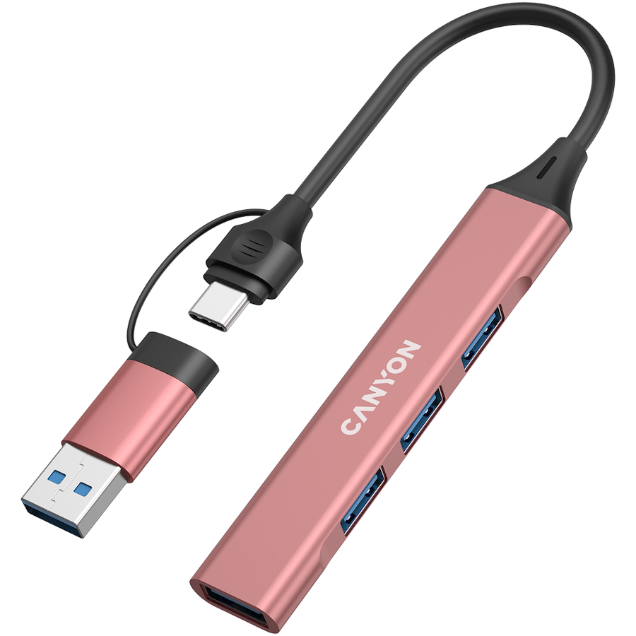 CANYON HUB DS-02 4 w 1 USB-A/C Różowy-2