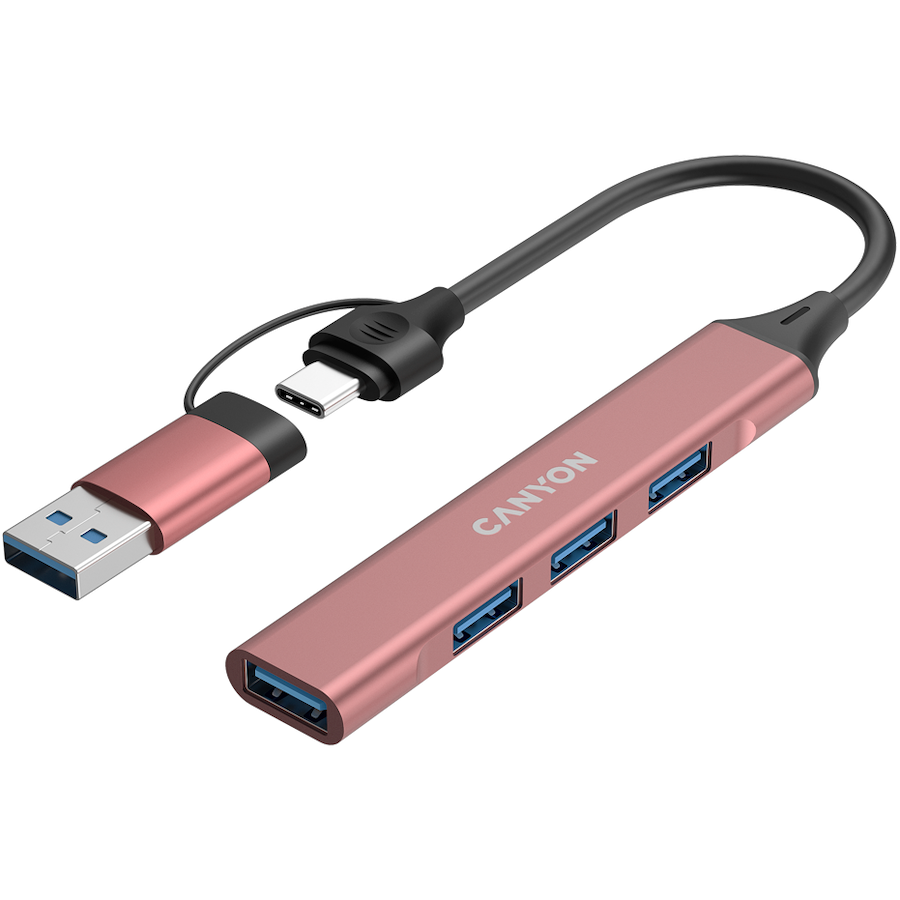 CANYON HUB DS-02 4 w 1 USB-A/C Różowy-3