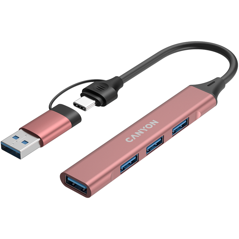 CANYON HUB DS-02 4 w 1 USB-A/C Różowy-3