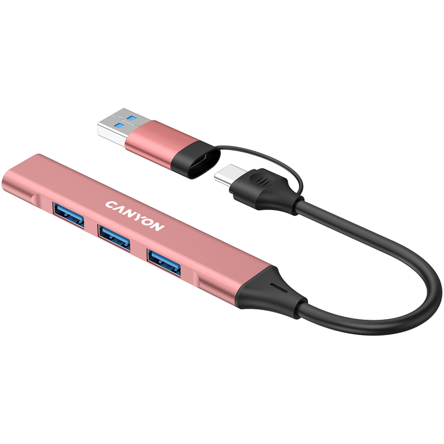CANYON HUB DS-02 4 w 1 USB-A/C Różowy-5