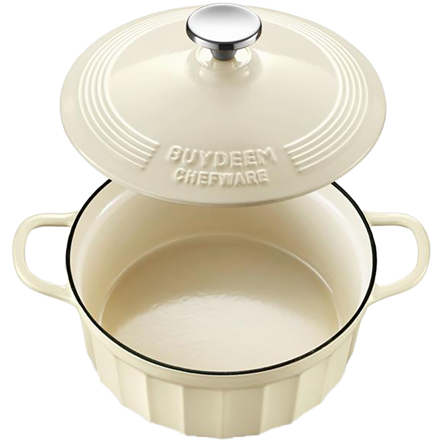 BUYDEEM Emaliowane naczynie żeliwne 2,9L, CP521, Oat White