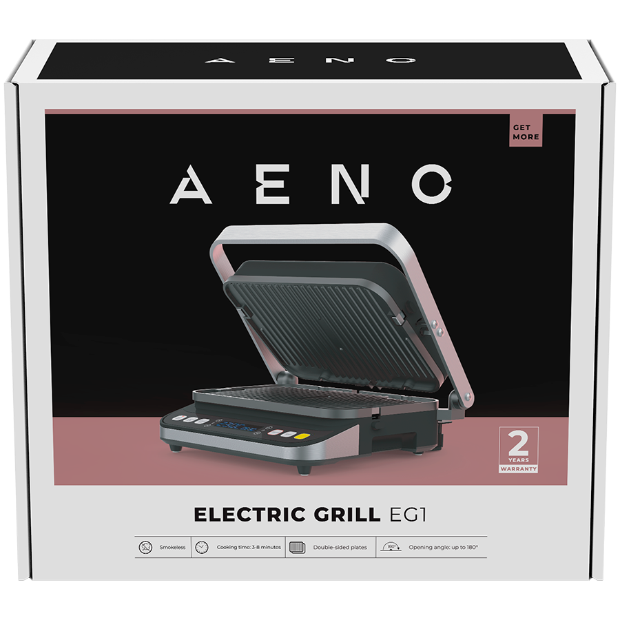 AENO EG1 Grill elektryczny 2000W 3 tryby Timer 320x220 Czarny