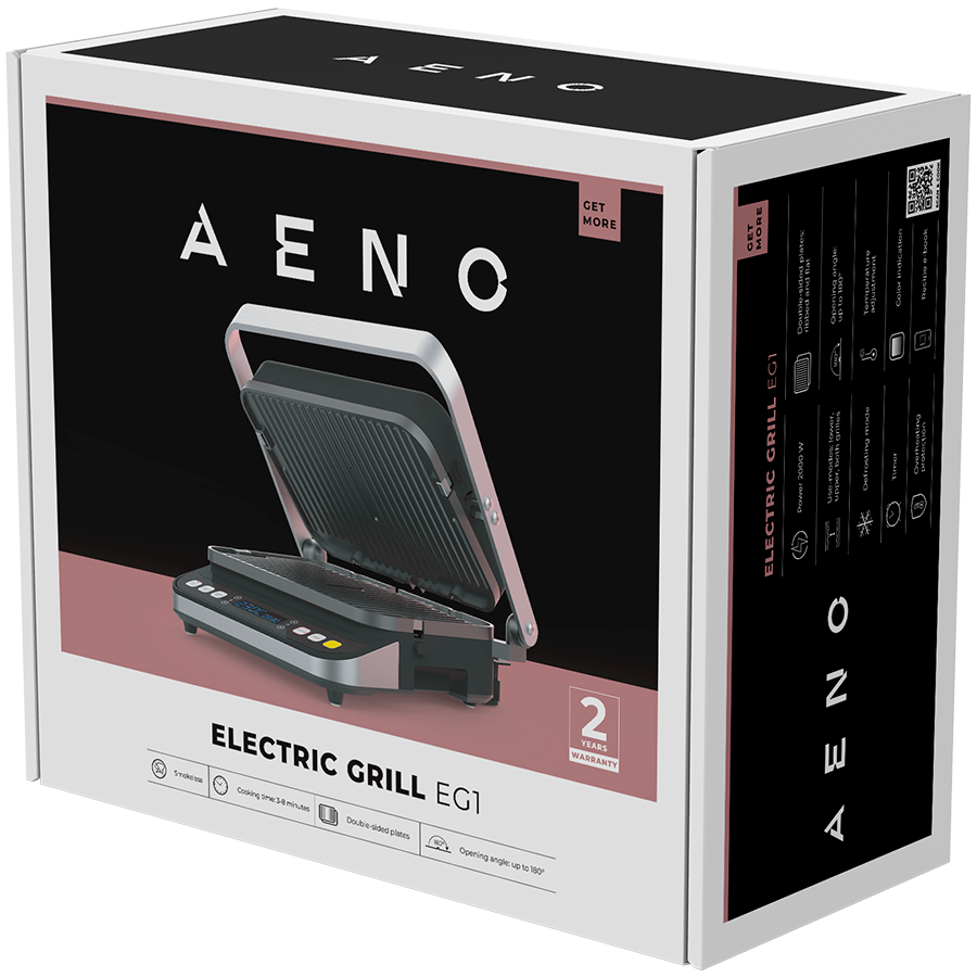AENO EG1 Grill elektryczny 2000W 3 tryby Timer 320x220 Czarny-18