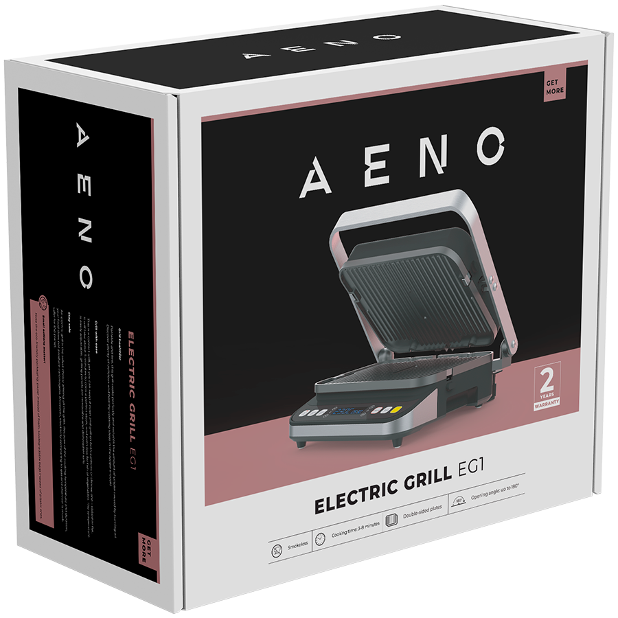 AENO EG1 Grill elektryczny 2000W 3 tryby Timer 320x220 Czarny