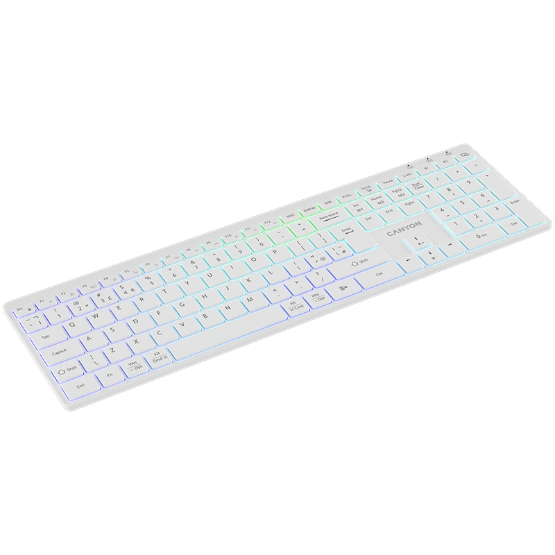 CANYON Klawiatura HKB-W11 UK/US RGB Dwa Tryby Bezprzewodowa Biała-5