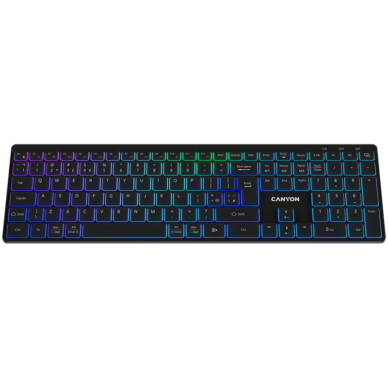 CANYON Klawiatura HKB-W11 UK/US RGB Dwa Tryby Bezprz. Czarna-7