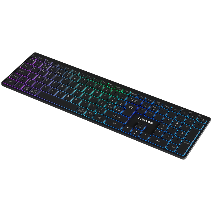 CANYON Klawiatura HKB-W11 UK/US RGB Dwa Tryby Bezprz. Czarna-9