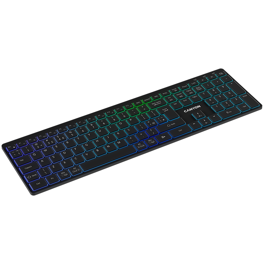 CANYON Klawiatura HKB-W11 UK/US RGB Dwa Tryby Bezprz. Czarna-5
