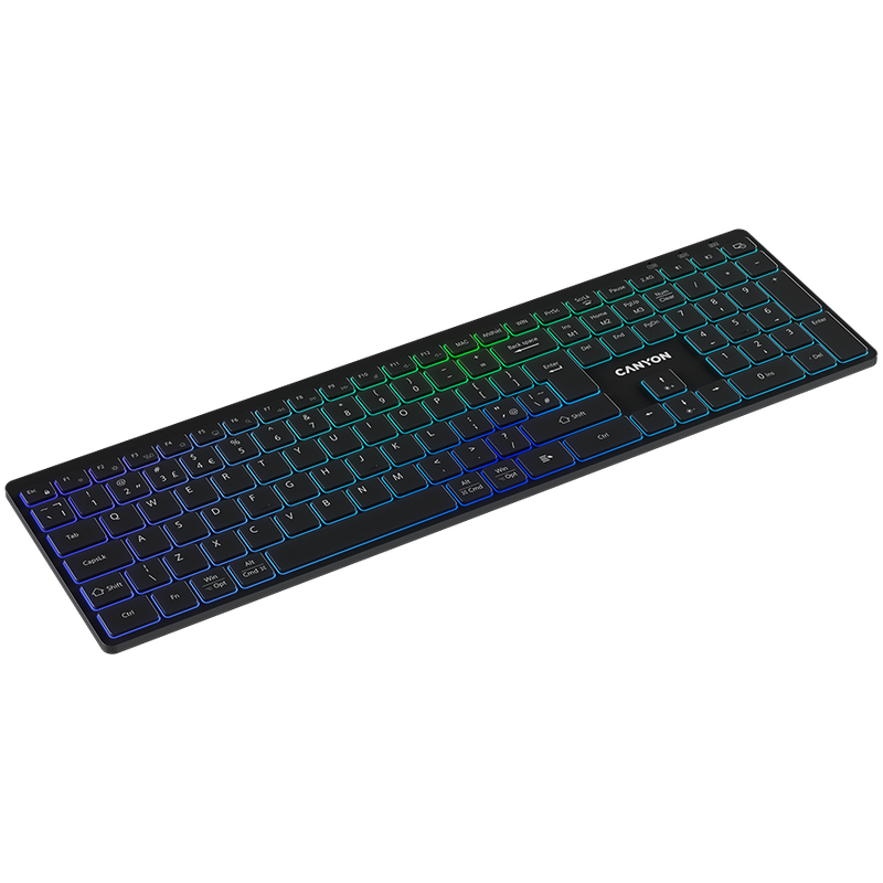 CANYON Klawiatura HKB-W11 UK/US RGB Dwa Tryby Bezprz. Czarna-5