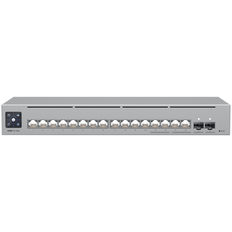 UBIQUITI UniFi Switch Pro Max, 16 port, Layer 3, (12) GbE, (4) 2.5 GbE, (2) 10G SFP+