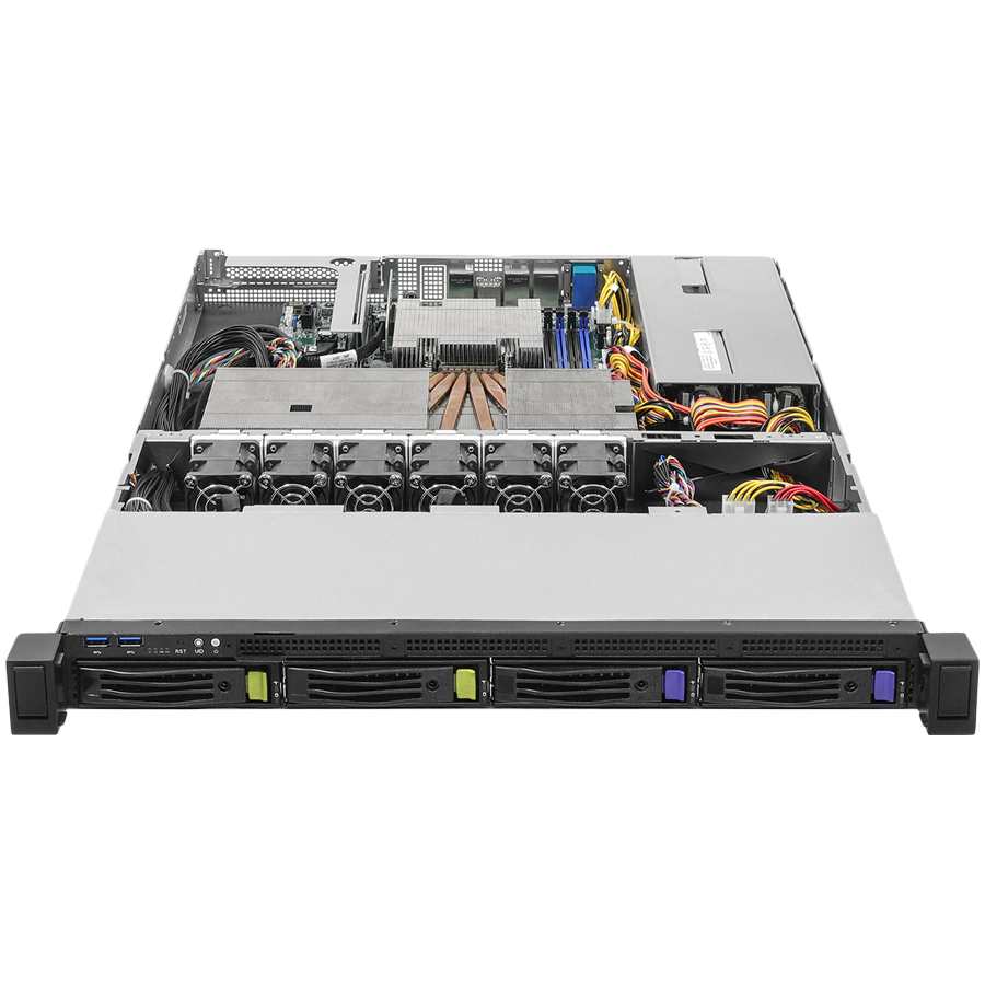 ASROCK Barebone 1U Rackmount (AM5 , 4xDDR5, 2x 3.5'' HDD, 2x 2.5'' NVME or 2x 3.5'' SATA, 1 x M.2 PCIe5.0 x4, 1xPCIe 4.0 x16, 2x RJ45 (10 GbE), 2x RJ45 (1GbE) 1x HDMi, 1x DP, 1x Serial port, 4x USB 3.2 Gen1, 650W 80+ Platinum, 1Y