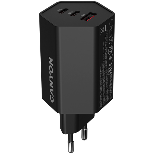 CANYON Ładowarka sieciowa HEXAGON 65 GaN 65W 2xPD 1xQC EU Czarna
