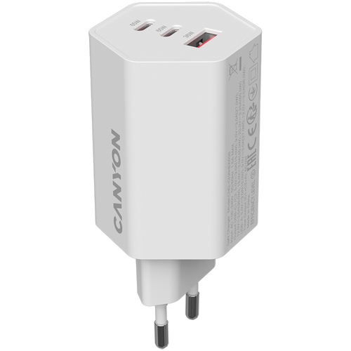 CANYON Ładowarka sieciowa HEXAGON 65 GaN 65W 2xPD 1xQC EU Biała
