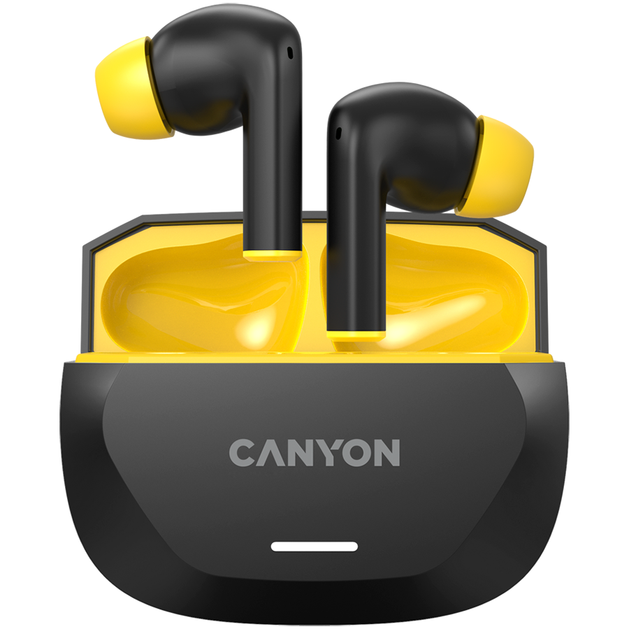 CANYON Słuchawki HEXAGON 7 TWS ANC+ENC Qi Czarno-Żółte