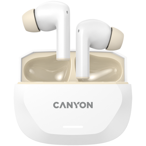 CANYON Słuchawki HEXAGON 7 TWS ANC+ENC Qi Biało-Beżowe