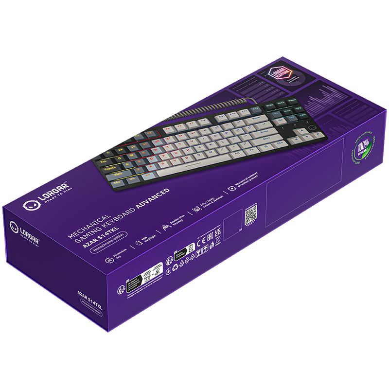 LORGAR Klawiatura Gamingowa Przewodowa Azar 514, mechaniczna, RGB, Biała-18