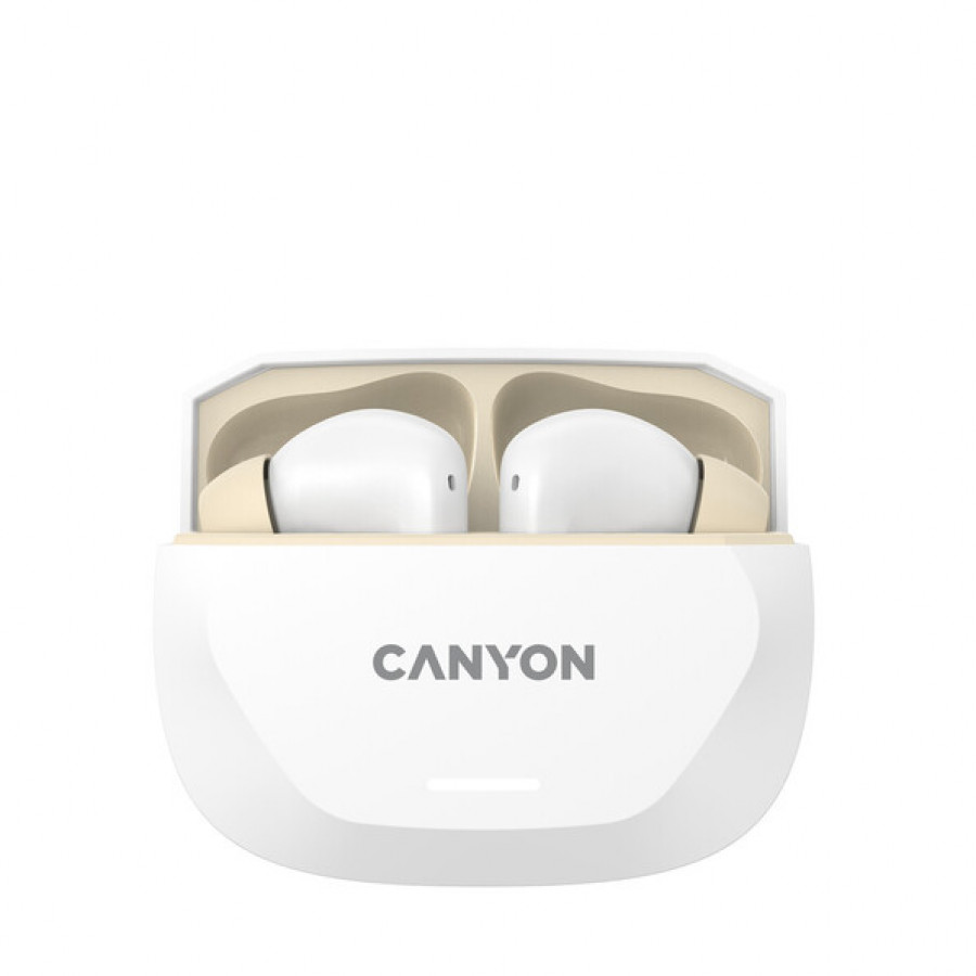CANYON Słuchawki HEXAGON 7 TWS ANC+ENC Qi Biało-Beżowe