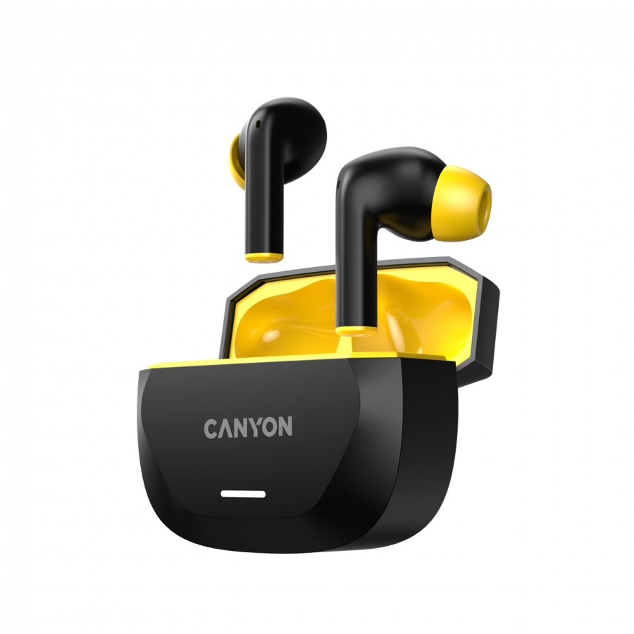 CANYON Słuchawki HEXAGON 7 TWS ANC+ENC Qi Czarno-Żółte