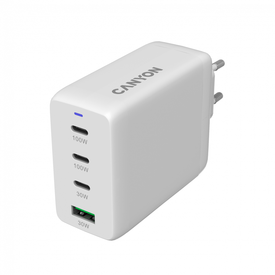 CANYON Ładowarka sieciowa CU100ACC GaN 100W 3xPD 1xQC EU Biała