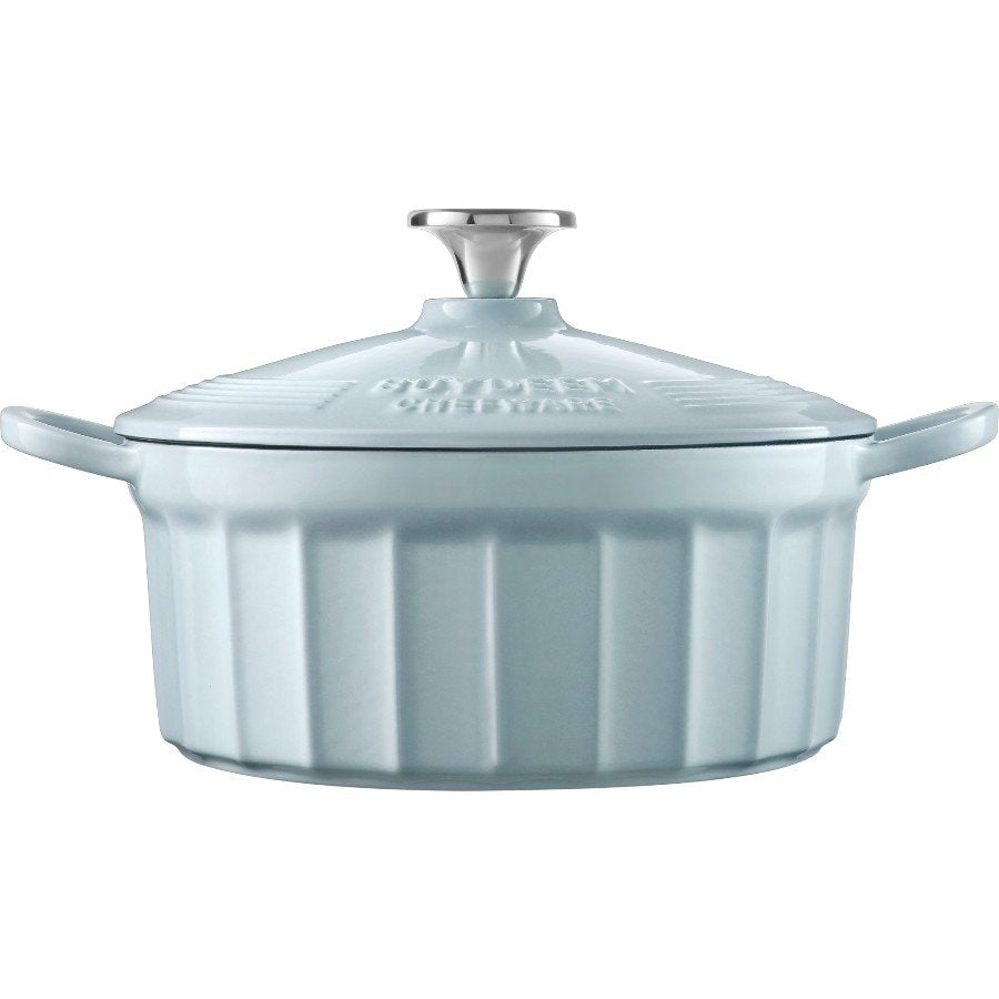 BUYDEEM Emaliowane naczynie żeliwne 2,9L, CP521, White Blue