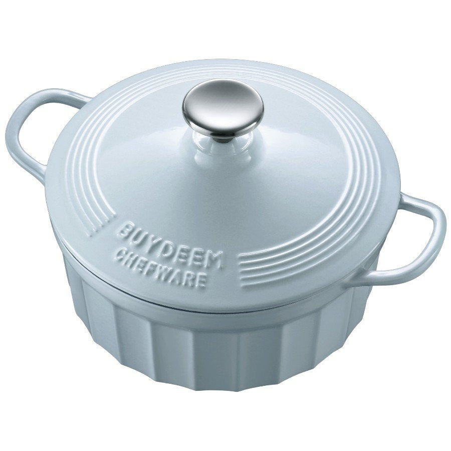 BUYDEEM Emaliowane naczynie żeliwne 2,9L, CP521, White Blue