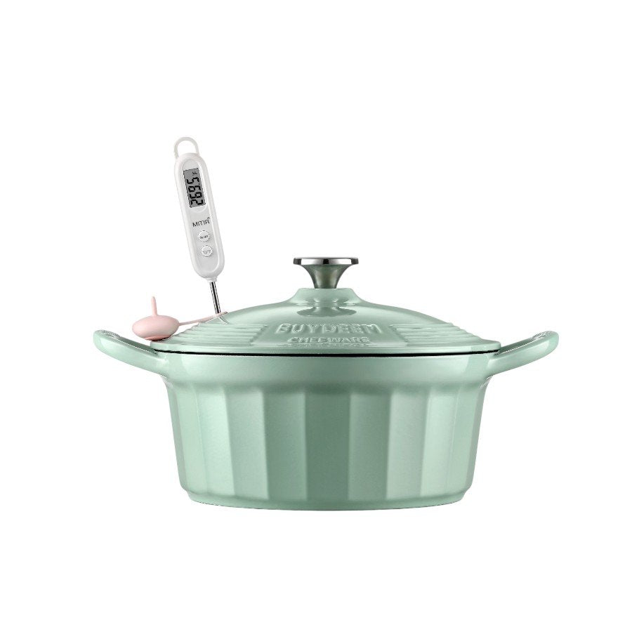 BUYDEEM Emaliowane naczynie żeliwne 3,9L, CP551, Cozy Greenish