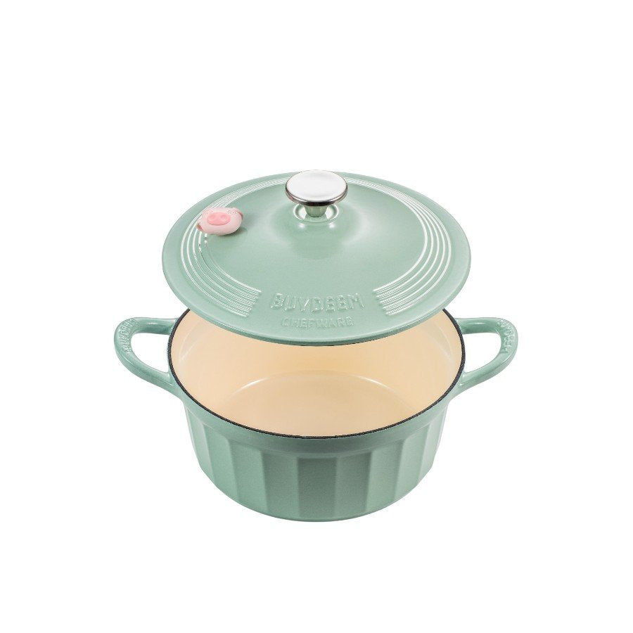 BUYDEEM Emaliowane naczynie żeliwne 3,9L, CP551, Cozy Greenish
