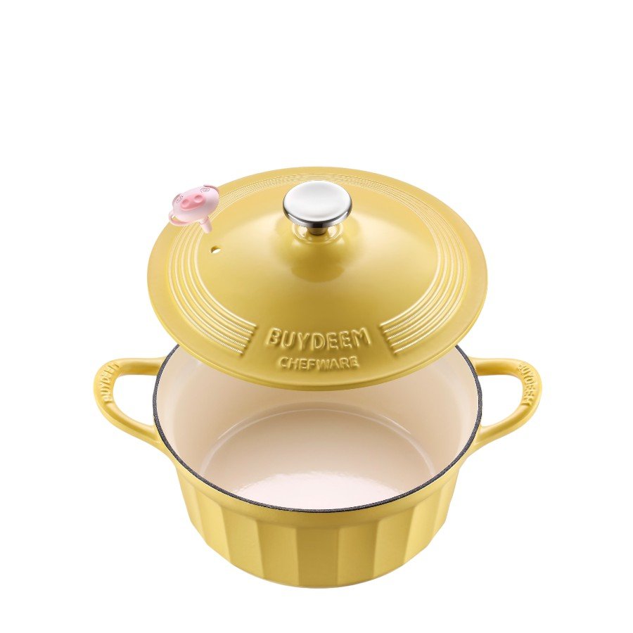 BUYDEEM Emaliowane naczynie żeliwne 3,9L, CP551, Mellow Yellow-3