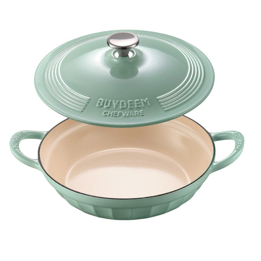 BUYDEEM Emaliowane naczynie żeliwne 3,3L, CP581, Cozy Greenish