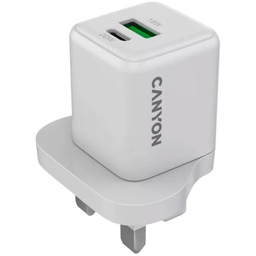 CANYON Ładowarka sieciowa CU20AC GaN 20W 1xPD 1xQC UK Biała