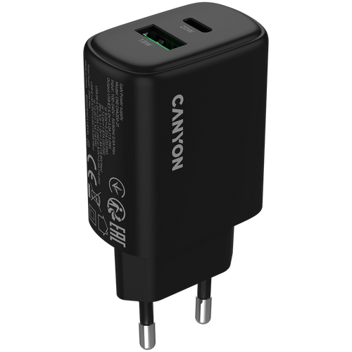 CANYON Ładowarka sieciowa OnCharge 200 20W 1xPD 1xQC EU Czarna