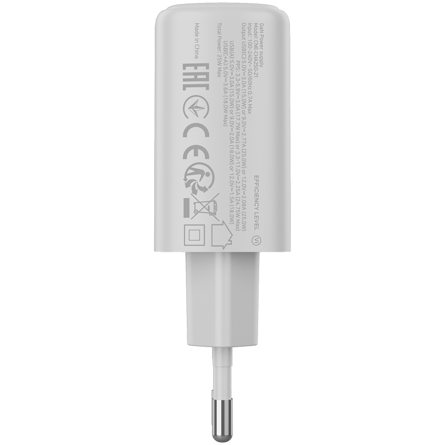 CANYON Ładowarka sieciowa OnCharge 250 25W 1xPD 1xQC EU Biała-3