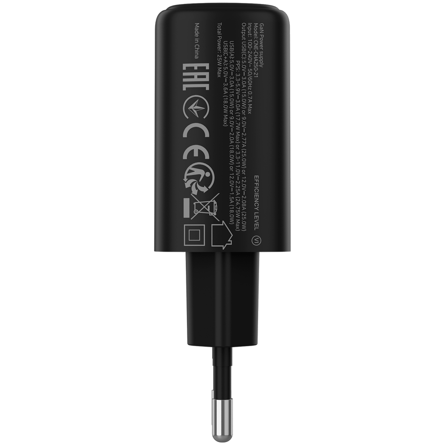 CANYON Ładowarka sieciowa OnCharge 250 25W 1xPD 1xQC EU Czarna