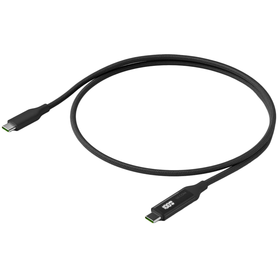 Ubiquiti UACC-Cable-USB-100W-1M-BK USB-C Cable with Charge Display, 100W max power output, 480 Mbps max data transfer rate (0.3 / 1 / 2 m length only)