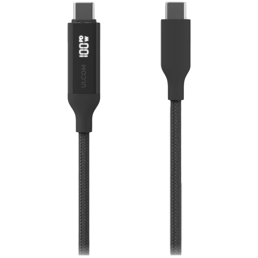 Ubiquiti UACC-Cable-USB-100W-2M-BK USB-C Cable with Charge Display, 100W max power output, 2m-2