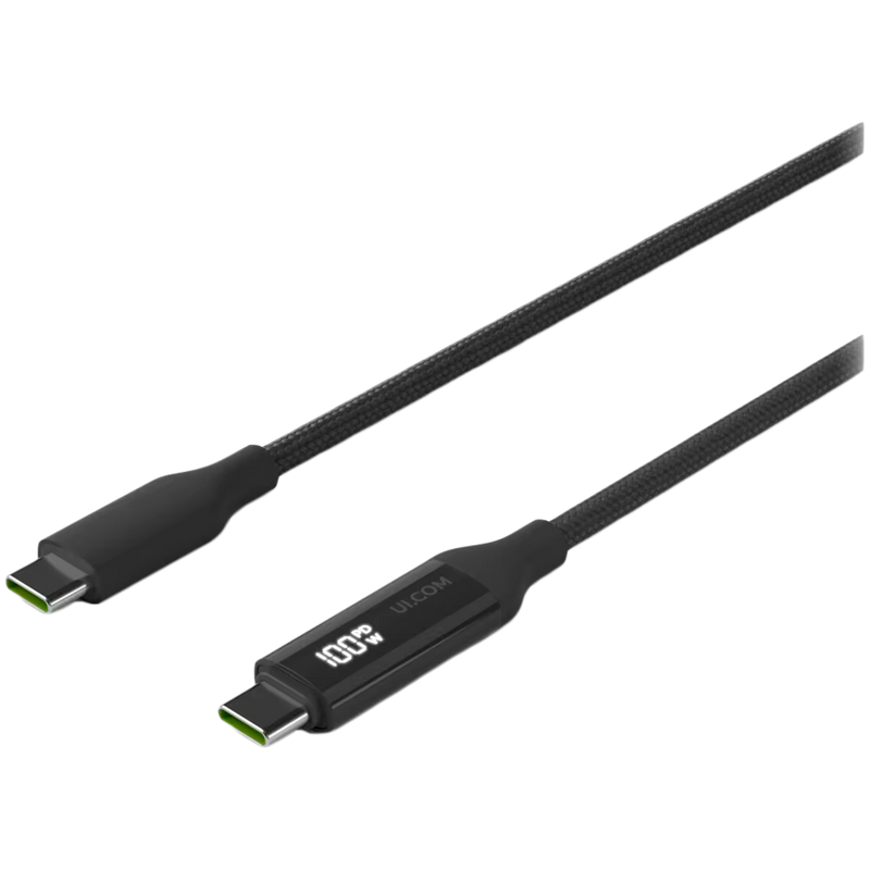 Ubiquiti UACC-Cable-USB-100W-2M-BK USB-C Cable with Charge Display, 100W max power output, 2m-3
