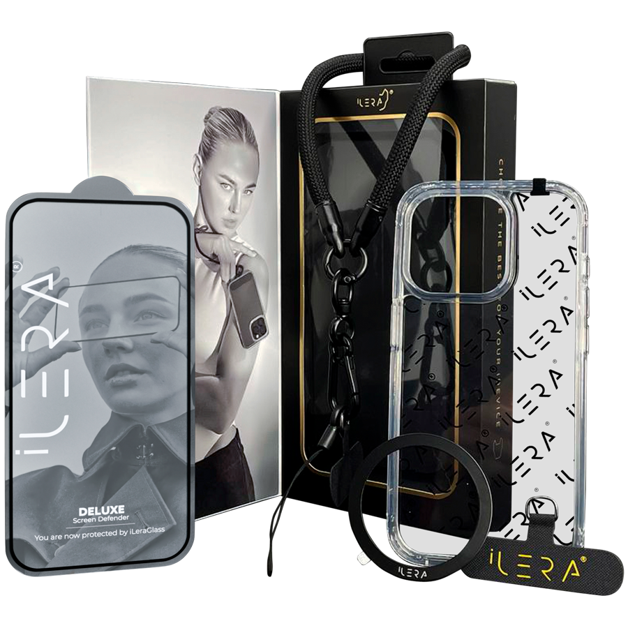 iLera Go Ice Case with Hand strap, 4- in-1  Delux Set Case Szkło ochronne pasek do iPhone 16-1