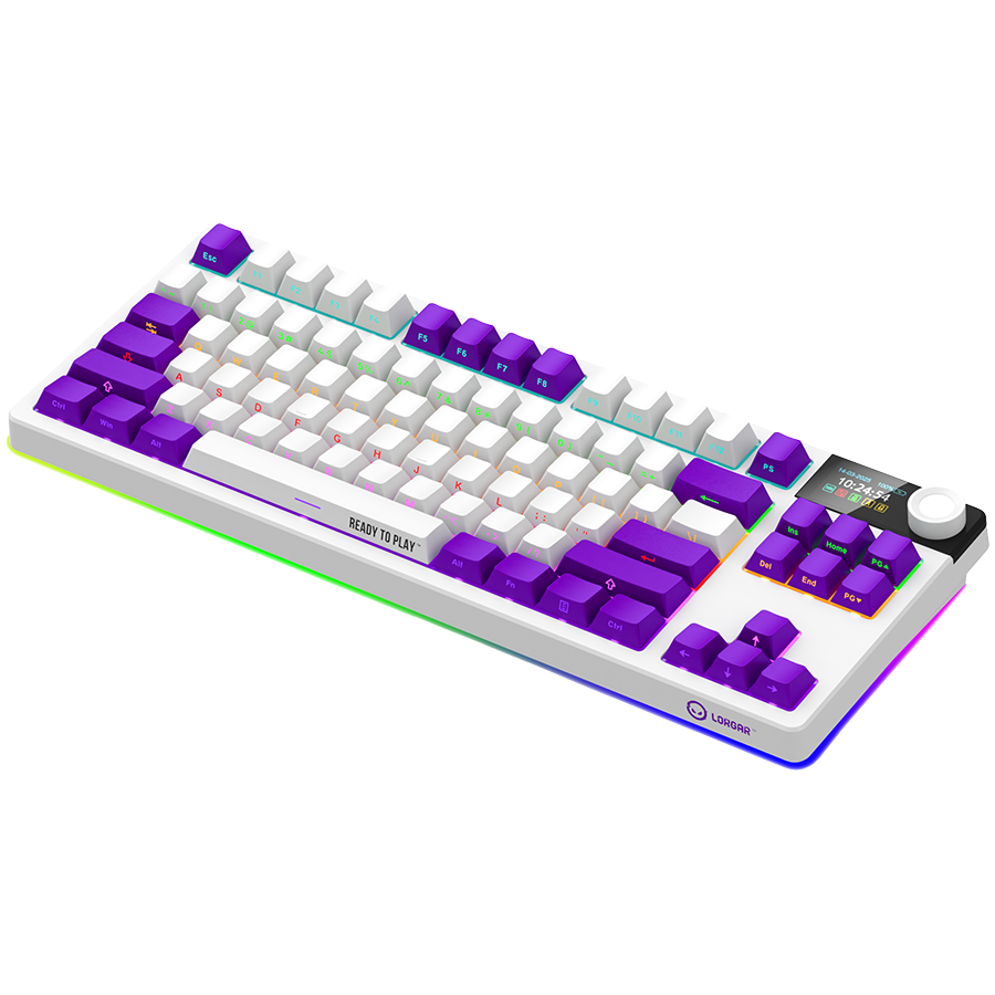 LORGAR Klawiatura Gamingowa Bezprzewodowa, Pro, TKL, mechaniczna, Biała, układ EN