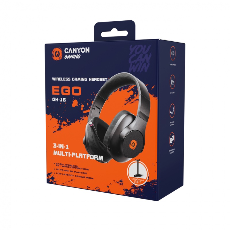 CANYON Słuchawki gamingowe EGO GH-16 3w1 2.4GHz+BT białe-6