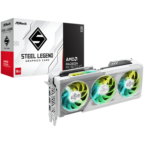 ASROCK AMD Radeon RX 9070 XT Steel Legend 16GB GDDR6 256-bit HDMI 3x DP