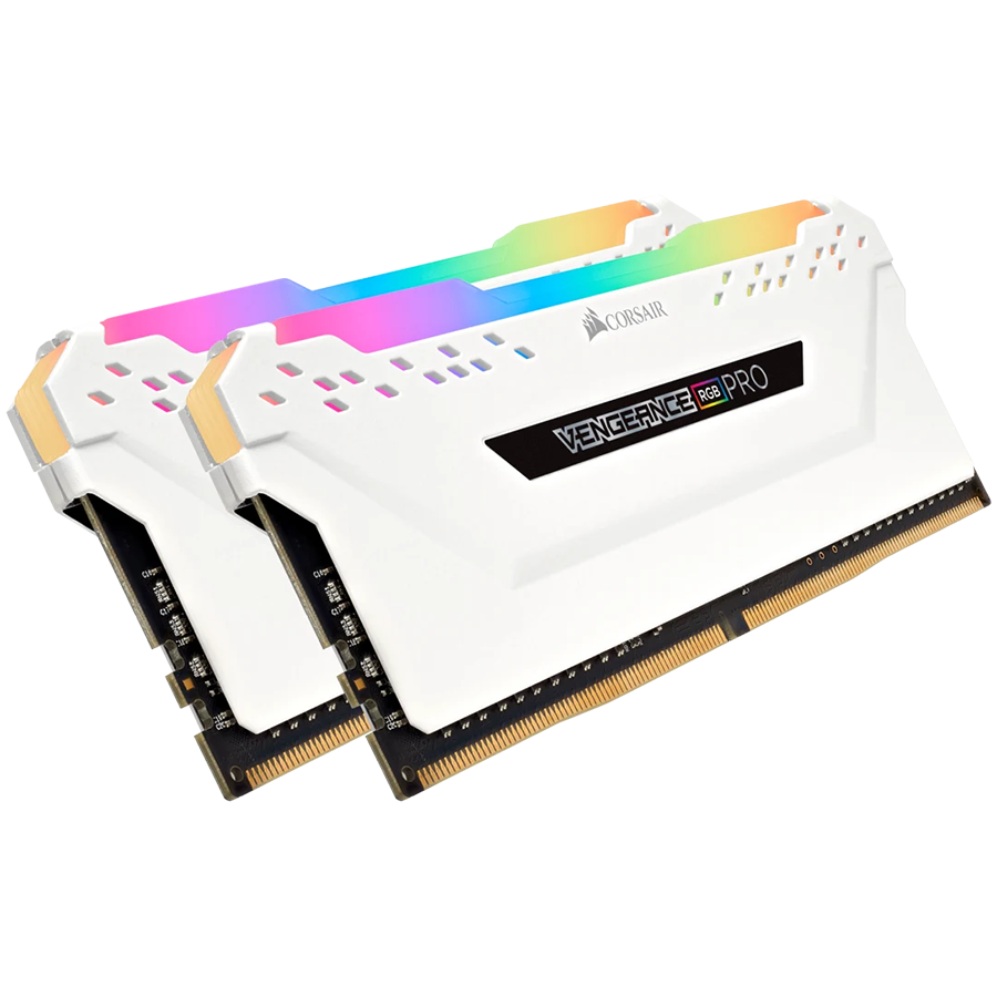 CORSAIR VENGEANCE RGB PRO 32GB (2x16GB) DDR4 3200 (PC4-25600) C16 1.35V Desktop Memory - White, 0840006620075-1